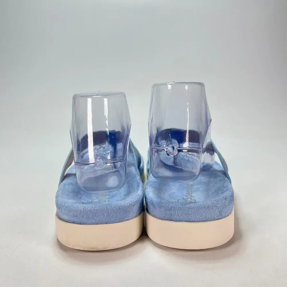 Spenco Newport Blue Silver Cheetah Print Comfort Thong Sandals Women's Size 8B